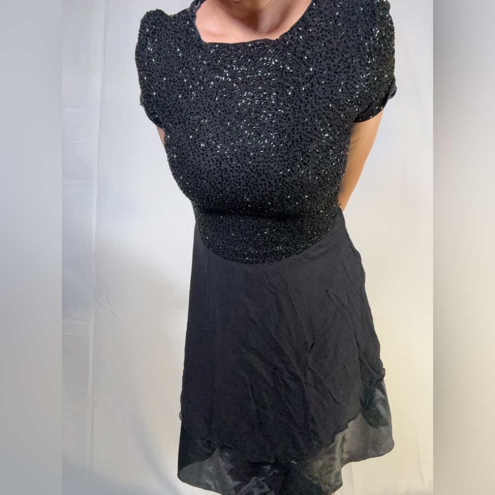 Papell Boutique Black Sparkle Mini Dress - Picture 9 of 11